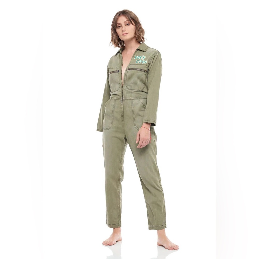 NWT Free People x Sandrine Rose "Trés Cool" Olive Green Utility Jumpsuit XS